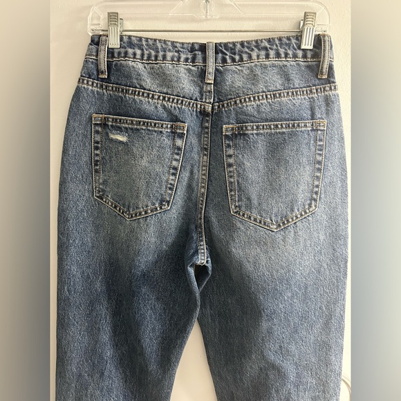 VERVET by Flying Monkey Distressed Cuffed MOM Jean, Medium Blue - Picture 9 of 9